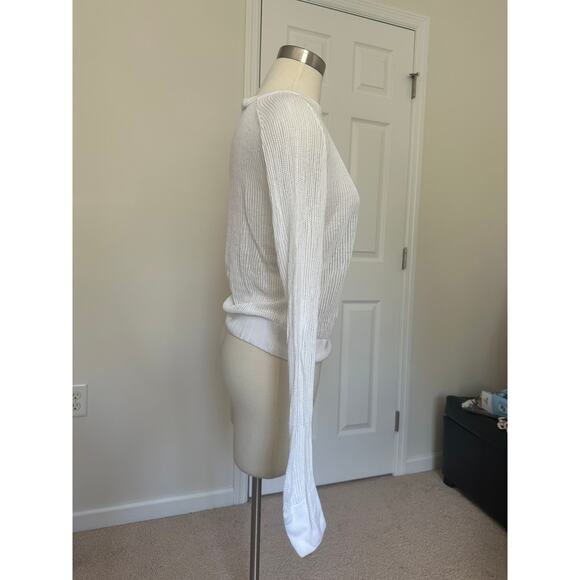 Zara white ribbed see through slouchy sweater top, size small - Picture 4 of 7